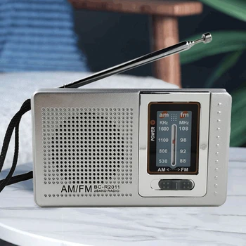 Aparelhagem hi-fi Portátil Rádio Dual Band FM AM Bolso Ponteiro Rádio Antena Telescópica Alimentado por Bateria 3.5 mm Jack Built-Falante