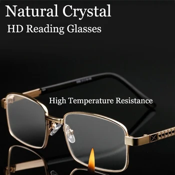 2021 forma Natural vidro de Cristal de Óculos de Leitura Homens Mulheres Anti Blue Ray Anti-fadiga do Metal Armação de Óculos de Dioptria +1.0 +4.0