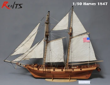 RealTS 1/50 de madeira clássico veleiro Harvey 1847 de madeira, kit modelo