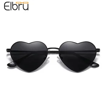 Elbru Retro Coração em Forma de Óculos de sol da Moda de Óculos de Sol Polarizados Ultraleve Limpar Óculos Coloridos Para as Mulheres, Chapéus-de-sol UV400
