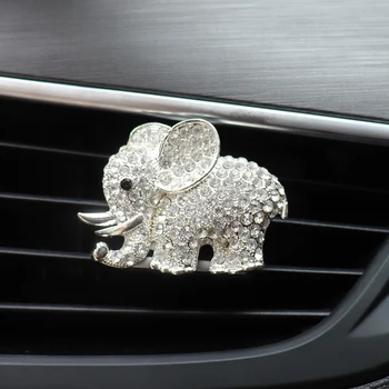 Diamante Elephant Car Acessórios de Interiores Auto Decoração Carro Cheiro, Aroma de Ventilação Clipe de Carro Perfume Clipe refrogerador de Ar No Carro Ornamentos