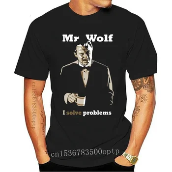 Homens TT camisa T-shirt das Mulheres TT camisa Mr Wolf eu Resolver Problemas de Pulp Fiction Pulp Fiction T-shirt