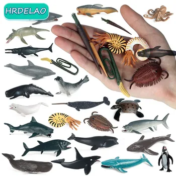 6pc de Animais Marinhos, Golfinhos Raios Tubarão-Baleia Modelo de Figuras de Ação Peixes de Aquário em Miniatura, Bonecos de brinquedos Educativos para crianças