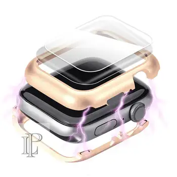 Capa magnética Para o Apple caixa de Relógio de maçã assistir 6 SE 5 4 3 44mm/40mm iwatch banda 5 42mm/38mm protetor de tela de proteção vidro