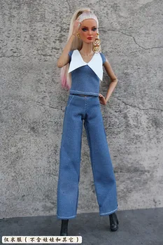 Conjunto de roupas / azul de cima e calça / 30cm roupas de boneca terno de verão, vestir roupa Para 1/6 Xinyi FR2 ST Boneca Barbie / meninas de brinquedo