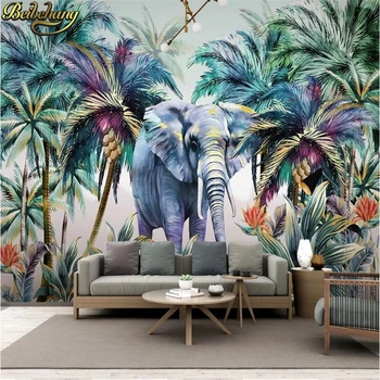 beibehang foto grande mural de papel de parede de floresta Tropical elefante parede em 3D paisagem decorativa 3D papel de parede de animais de PLANO de fundo