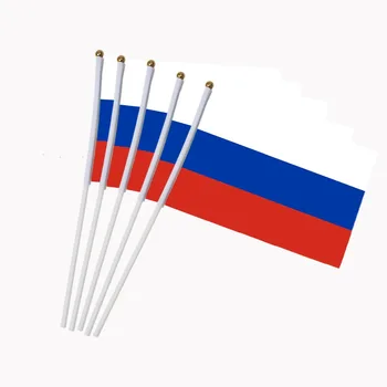 14x21cm 5pcs Pequena bandeira russa, com Mastros de Plástico Atividade desfile de Esportes Decoração de Casa NC006