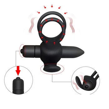 EXVOID Pênis Anel vibrador de Silicone retardar a Ejaculação Bullet Vibrador Pau Escroto Vincular Brinquedos Sexuais para os Homens Massageador do Clitóris