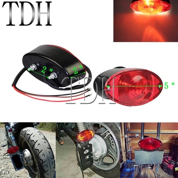 Moto EMARK Plástico ABS 12V Olho de Gato Vermelho lanterna traseira Travão de Paragem de Placa de Licença Execução Luz Para Harley Café Racer Luzes da Cauda