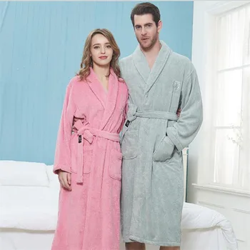100% Algodão PENTEADO Toweling Terry, sandálias para Banho Unissex Macio Roupão de Banho Homens Mulheres Adultos Nightrobe Pijamas Masculinos Casual Home Roupão de banho