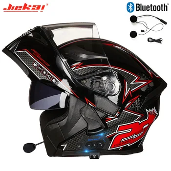 JIEKAI Quatro Estações facial Modular Bluetooth do Capacete da Motocicleta Vintage Retro Corrida de Motocross Carapaça Moto Casco PONTO Aprovado