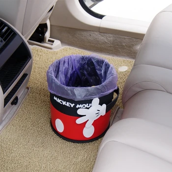 Disney Carro Suprimentos Recipiente de Armazenamento para Carros de Armazenamento Criativo, Bonito Interior Multi-Funcional Mickey Vermelho Preto lata de Lixo