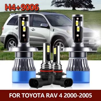 4x de LED Farol H4 Hi/Lo Ampolas de Névoa do 9006/HB4 Combinação de Lâmpadas para Automóveis Kit Branco Para Toyota RAV 4 RAV4 2000 2001 2002 2003 2004 2005