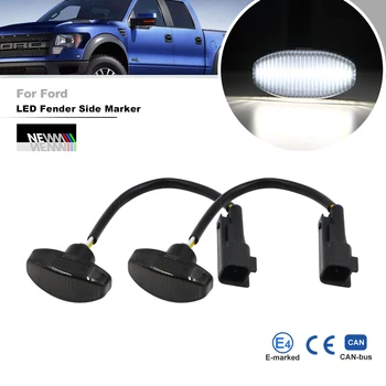 2PCs Fumado Lente do DIODO emissor de luz Branco da Frente do Lado do Marcador de Luz para a Ford F150 SVT Raptor 2010-2014