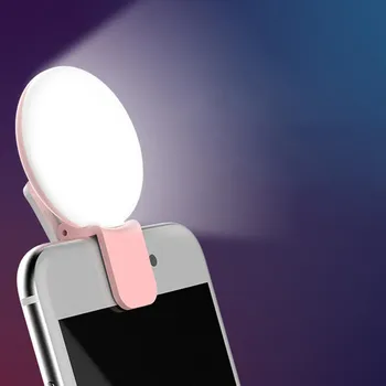 Mini Q Selfie Luz do Anel do DIODO emissor de Flash Telefone Lente Luz Recarregável USB Clip de Telefone Celular Preencher Lâmpada Mulheres Selfie Luzes