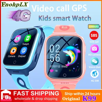 2022 Novo 4G Crianças Smart Câmera do Relógio SOS Impermeável GPS WIFI Chamada de Vídeo o Monitor de Rastreador de Localização LBS Smartwatch Crianças Assista