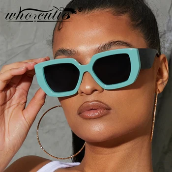 Vintage Óculos de sol Oversized Mulheres de Olhos de Gato 2021 Marca de Design Retro Robusto Moldura Quadrada Preta Óculos de Sol com Tons Femininos S320B