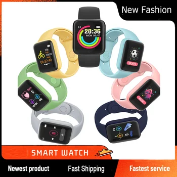 2022 Barato Y68 Impermeável Bluetooth Smart Watch Homens Mulheres Fitness Tracker Assistir Esportes Pressão Arterial Smartwatch Para Android IOS