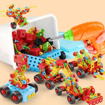 Novo DIY Broca Elétrica Parafuso de Brinquedos Para Crianças Porca de Desmontagem e Montagem de Conjuntos de Ferramentas Criativas Quebra-cabeça 3D de Brinquedos Educativos, Dom Crianças