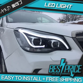 AKD Carros Estilo Farol Para Subaru Forester 2013-2016 Faróis de LED com luzes Bi-Xenon Feixe de luzes de Nevoeiro, Auto olhos de anjo