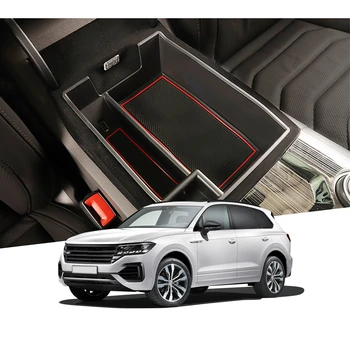 A Volkswagen VW Touareg 3ª Console Central Organizador Braço de Armazenamento de Caixa de Acessórios de Carro Automático de Braço de Suporte Caixa de 2019 2020 2021