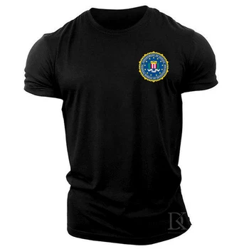 Verão FBI T-Shirt dos Homens Cool Americano T-Shirt de Manga Curta FBI Logo do Escudo Homens T-Shirt Superior Casual Bonito Oversized T-Shirt tee