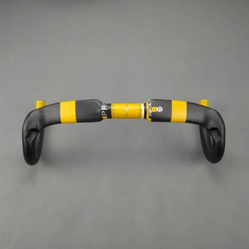 Amarelo carbono guidão estrada de Bicicleta de Estrada de Corrida de Bicicleta Identificador de 31.8 * 400/420 /440mm moto peças UD fosco
