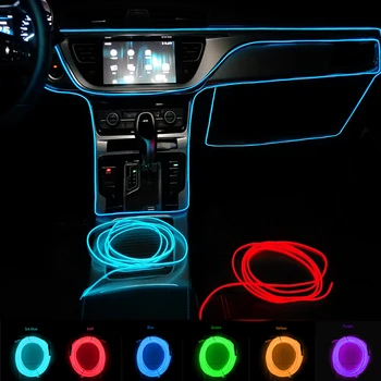 Luzes do Interior do carro Lâmpadas Decorativas Tiras de EL Fiação de Néon Tira Para Auto DIY Flexível Luz Ambiente USB Atmosfera de Festa do Diodo