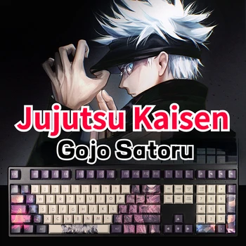 108 Teclas de Jujutsu Kaisen Gojo Satoru Anime Tema Colorido Keycaps PBT Material de Cereja Perfil de Teclado Mecânico Caps