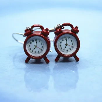 Louco Engraçado Mini Relógio Despertador Brincos das Mulheres Bonito Moda Criatividade Orelha Gancho de Brinco Festa de Formatura de Jóias Exclusivas de Artesanato
