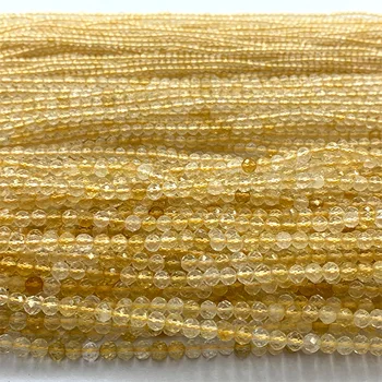 Veemake Amarelo Cristal de Citrino Natural Gemas DIY Colar Braceletes Brincos Facetada Pequenas bolinhas Para Fazer Jóias