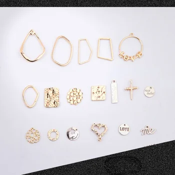 DIY jóias artesanais acessórios geométricos oco alfabeto inglês, a liga de pingente, brincos material da agulha orelha