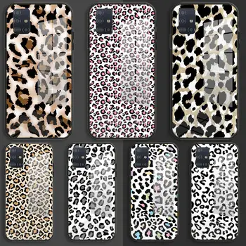 padrão de leopardo de Vidro Case Para Samsung Galaxy A10 A12 A13 A33 A53 A73 A30 A54 A50 A70 A31 A12 A51 A71 A32 A52 A72 Balck Tampa