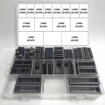 213Pcs/Caixa de 2,54 1.778 mm passo de IC do MERGULHO Sockets de Solda Tipo Adaptador Variedade Kit (6/8/14/16/18/20/24/28/40/48 Pinos)