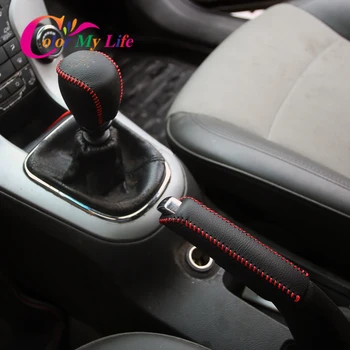 Couro preto Carro de Cabeça de Engrenagem Botão de Mudança de Proteção Caso Capa para o Chevrolet Chevy Cruze 2009 - 2015 EM MT Acessórios