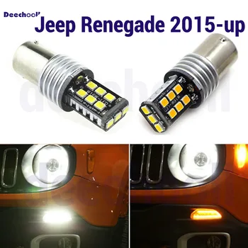deechooll 2 x Puro Branco e Âmbar LED de Luzes Diurnas de Lâmpadas para Jeep Renegade 2015-Up do Carro-Estilo de Condução DRL Substituição de B