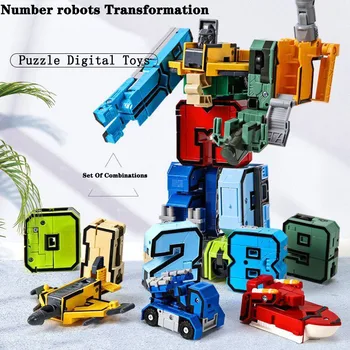 Número de Letras Símbolo Carro Deformar 15in1 Robôs Transformação Tanque Lutador Navio de guerra de Ensino de Brinquedo Para Crianças, Presente de Aniversário