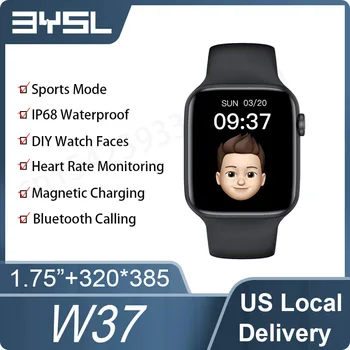 IWO W37 Smart Assistir Série 7 Para os Homens De 1,75 Polegadas, Bluetooth Chamada de Divisão do Ecrã de Bloqueio da Senha de Esportes Smartwatch ECG PK DT7 W27 Pro