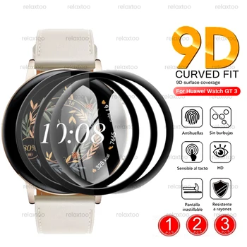 1-3PCS 9D Curva Suave de Fibra de Vidro de Proteção Para Huawei Hauwei Assistir GT3, GT 3 42MM 46MM Smart Watch Protetores de Tela do Filme Capa