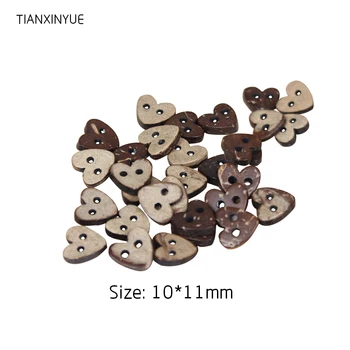 TIANXINYUE 100 pcs Coração Botão de Coco Botões de Marcação a Laser de Botão para Acessórios de Vestuário