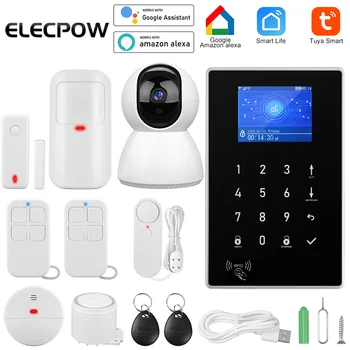 Elecpow Tuya Casa Inteligente WIFI, GSM Sistema de Alarme de Segurança sem Fio do Assaltante de Movimento Detector de Fumaça da Janela da Porta do Sensor da Câmera do IP