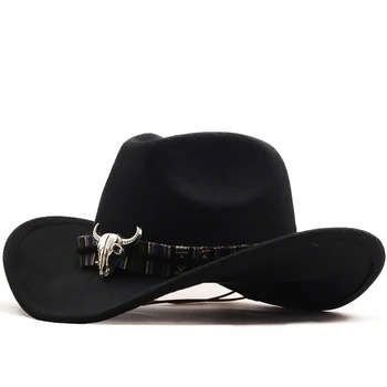 A Nova Safra Ocidental Chapéu De Cowboy Para Homens Aba Larga Cowboy Jazz Pac Com Cinto De Couro, Sombrero Cap Quatro Estações