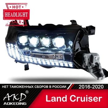 Lâmpada de cabeça Para o Carro Land Cruiser 2016-2020 Farol de Nevoeiro Luzes de Dia, com Luz DRL H7 LED Lâmpada de Xénon de LC200 Acessório do Carro