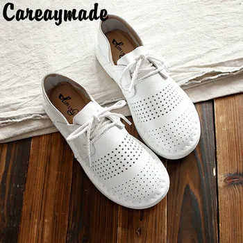 Careaymade-Novos sapatos de couro Genuíno,Puro feito a mão flats sapatos,retro de arte de mori girl sapatos,Simples e sapatos brancos,todas as cores