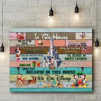 A Disney Castle E Mickey Mouse Cartaz Personalizado A Esta Casa De Doce, Cita Palavras De Lona De Pintura De Parede De Arte Romântica Decoração De Casa