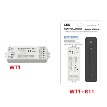 RF 2,4 G de escurecimento controle remoto WT1+R11 12-36VDC 2CH*5A WiFi & RF do DIODO emissor de Controlador de WT1 Utilizado para controle de LED de cor única faixa