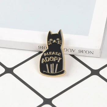 Me Adotar ! Gato preto Resgate Amor Broches Cão Gato Amantes de Animais alfinetes de Lapela Adotar o Seu Melhor Amigo, Pins, Emblemas