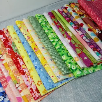 Japonês do vento impresso em crepe de algodão quimono tecido patch de trabalho de Costura, Tecidos Para Patchwork,Tilda Pano 12pc/monte
