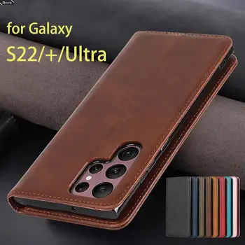 Capa de couro para Samsung Galaxy S22+ Ultra 5G Estojo atração Magnética Flip Case Capa Carteira de Telefone Sacos de Fundas Coque