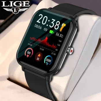 LIGE Esportes Smart Watch Homens Temperatura de Fitness Smartwatch Mulheres Pressão Arterial Relógios Digitais Para Android iOS Tempo Pulseira
